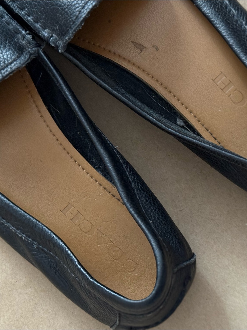 Coach Black Pebbled Leather Slip-On Loafers with Gold Logo - Picture 4 of 4